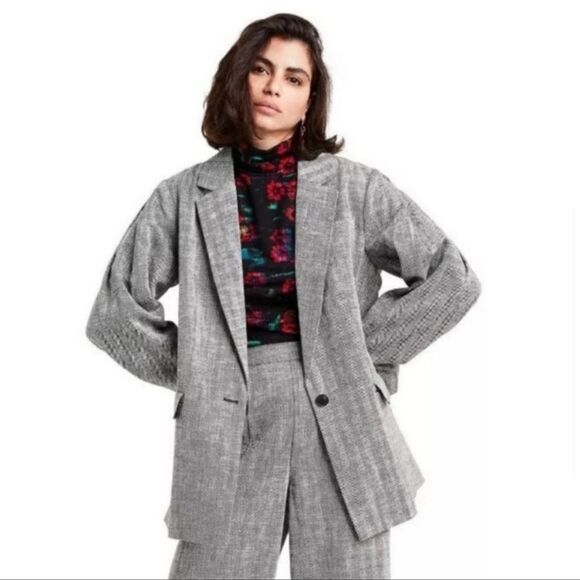 NWT Rachel Comey x Target Blazer Jacket Gray Chevron Oversized Tweed - Picture 3 of 7